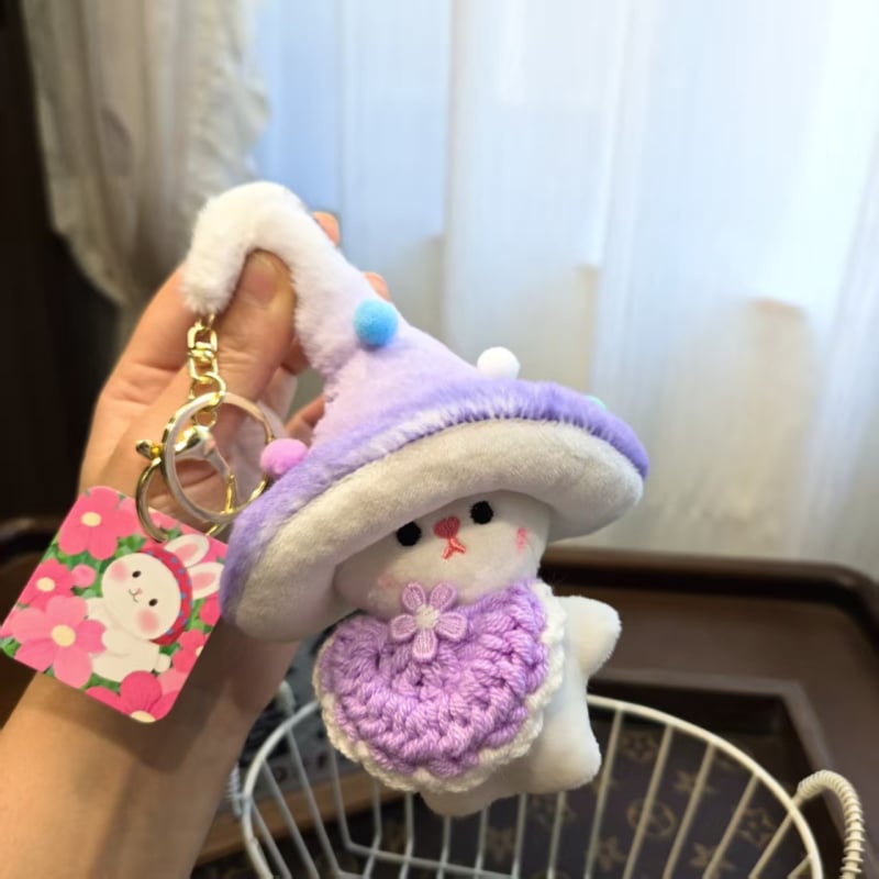 Плюшено гъбено кукло за чанта: карикатурен дизайн, пълнеж PP памук, къс плюш