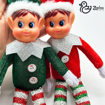 Коледна елф плюшена кукла — Sub-wing заешка козина, PP памук пълнеж, цветна кутия, за възраст 7–14 години