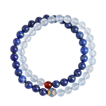 Narukvica od lapis lazuli, vintage stil, unisex, okrugle perle, ručno izrađeno