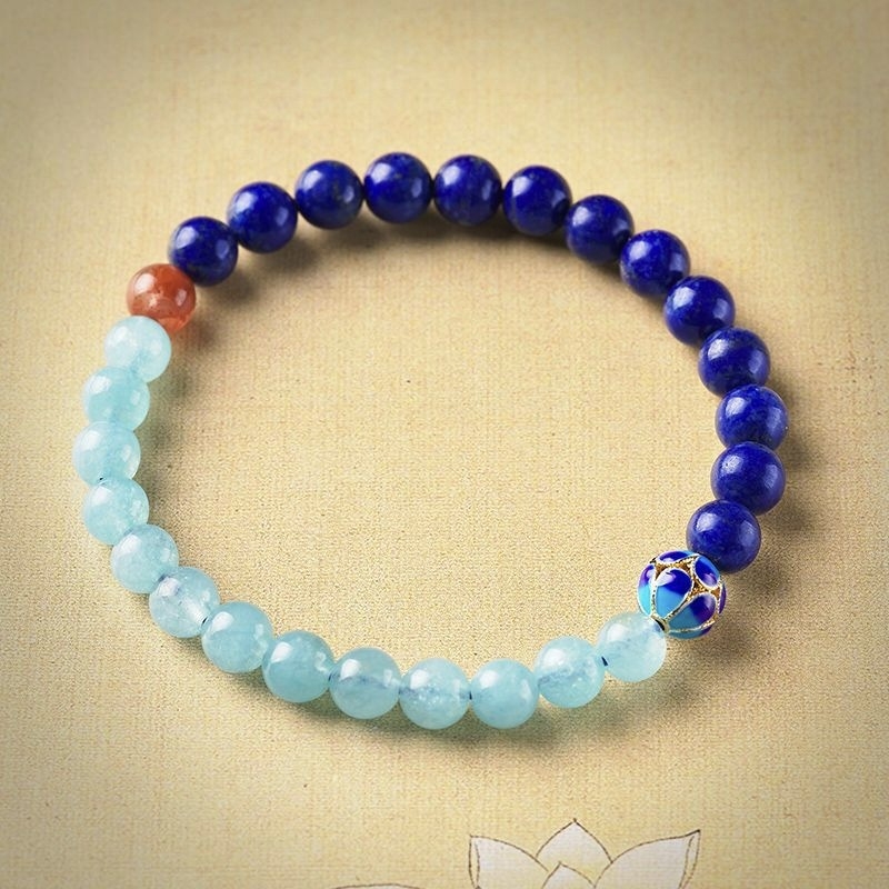 Narukvica od lapis lazuli, vintage stil, unisex, okrugle perle, ručno izrađeno