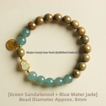 Narukvica od prirodnog sandalovog drveta s Buddha perlama, ručna izrada, geometrijski oblik, 120 komada, proljeće 2025