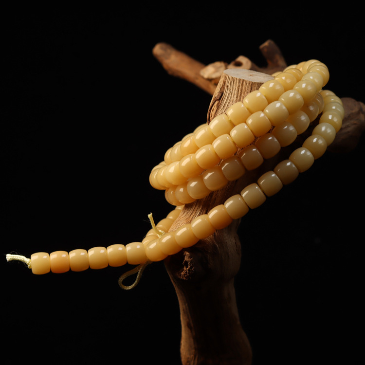 Narukvica Bodhi sjemena, cilindrične perle s ravnim rezom, polirane, 108 komada