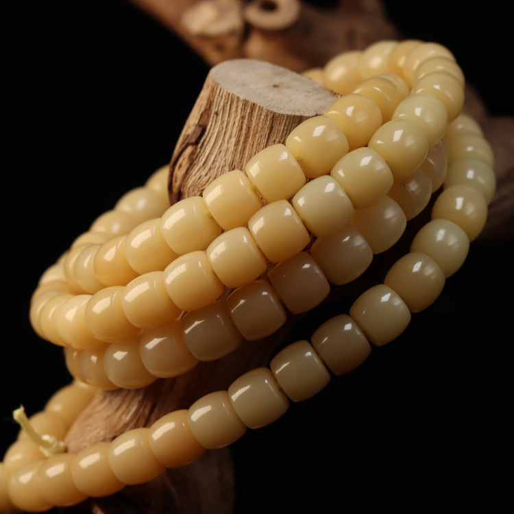 Narukvica Bodhi sjemena, cilindrične perle s ravnim rezom, polirane, 108 komada