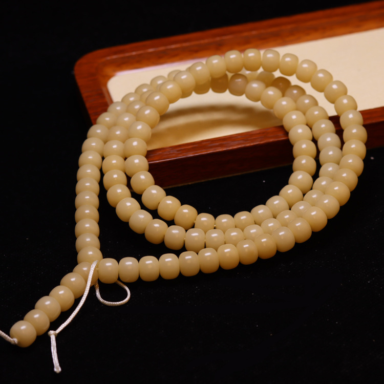 Narukvica Bodhi sjemena, cilindrične perle s ravnim rezom, polirane, 108 komada