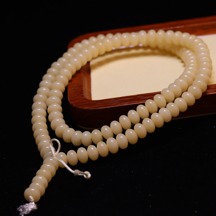 Narukvica Bodhi sjemena, cilindrične perle s ravnim rezom, polirane, 108 komada