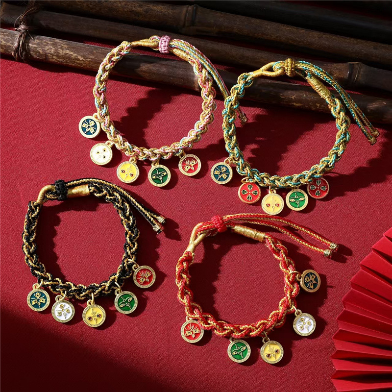 Narukvica – etnički stil, unisex, ručno pleteni Thangka konac s motivom Boga bogatstva – Qiyue
