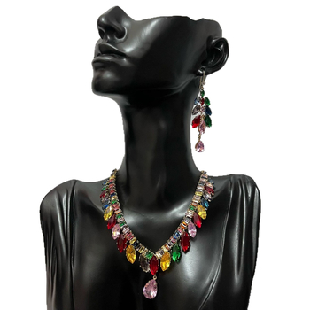Set nakita: ogrlica i naušnice; lanac od legure; klavikularni lanac; privjesak rhinestone; uzorak: srce / kapljica vode / zvono; podesiva duljina