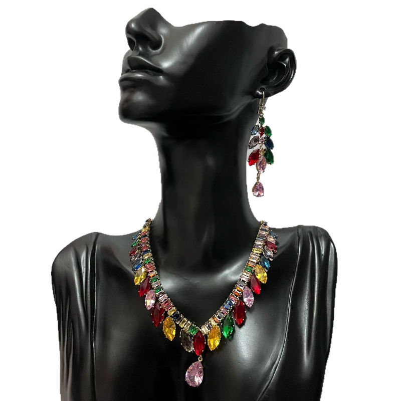 Set nakita: ogrlica i naušnice; lanac od legure; klavikularni lanac; privjesak rhinestone; uzorak: srce / kapljica vode / zvono; podesiva duljina
