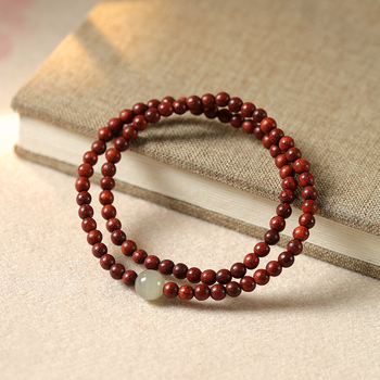 Narukvica od sandalovine u stilu nacionalnog vjetra, unisex (82 perle • manje od 4 mm • ručno pleteno • okrugle perle • sandalovina)