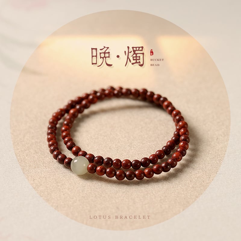 Narukvica od sandalovine u stilu nacionalnog vjetra, unisex (82 perle • manje od 4 mm • ručno pleteno • okrugle perle • sandalovina)