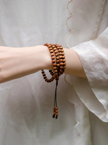Будистки мъниста от сандалово дърво, 108 мъниста, унисекс гривна/колие, ретро стил