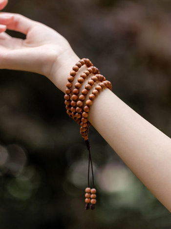 Будистки мъниста от сандалово дърво, 108 мъниста, унисекс гривна/колие, ретро стил