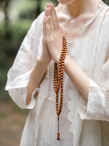 Будистки мъниста от сандалово дърво, 108 мъниста, унисекс гривна/колие, ретро стил