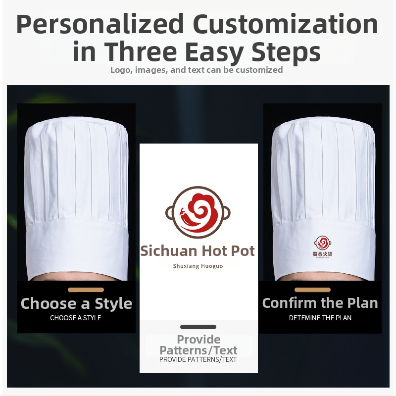 Unisex kokvilnas Twill pavāra cepure ar plakanu galiem, burta raksts, druka