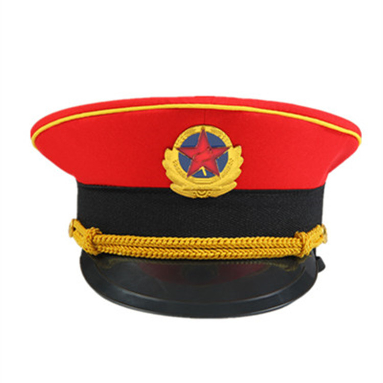 Militāla stila plakā cepure, uniformas audums, plakta augšdaļa, īss vizieris, unisex