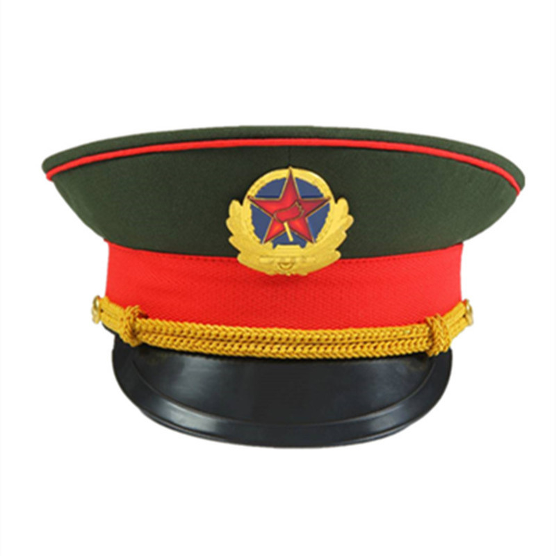 Militāla stila plakā cepure, uniformas audums, plakta augšdaļa, īss vizieris, unisex