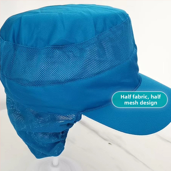 Pulovera kokvilnas cepure ar kupolveida virsu, galvas aizsardzība pret putekļiem, elpojošs dizains, drukāts logotips, personalizācija iespējama; piemērota vasarai, pavasarim un rudenim