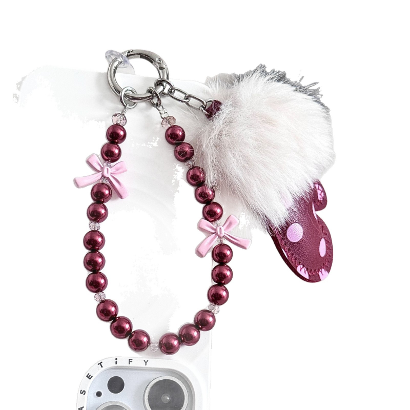 Lanț pentru telefon cu mărgele lucrate manual, model mănuși mici, stil lux lejer, șnur pentru telefon și breloc