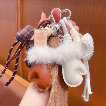 Kljucni lanac s pletenim rukavicom motívom, plast/smola, otisak, Kitty/Snoopy uzorak, GLX-1-177