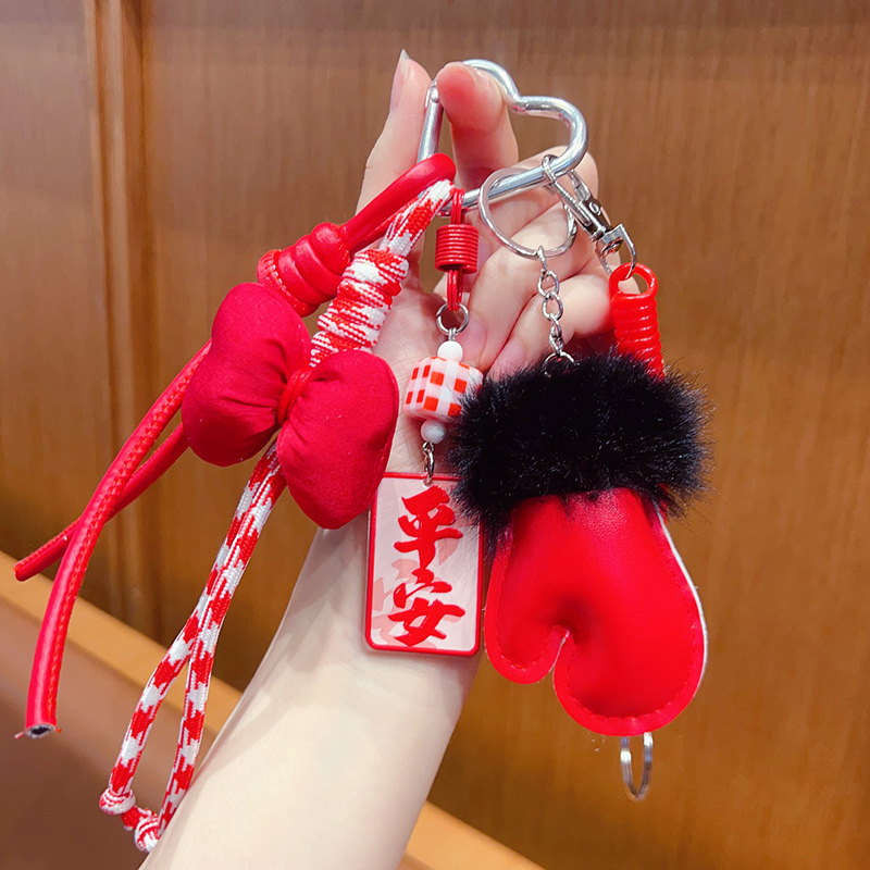 Kljucni lanac s pletenim rukavicom motívom, plast/smola, otisak, Kitty/Snoopy uzorak, GLX-1-177