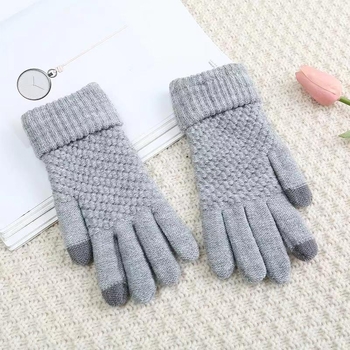 Zimske rukavice za vožnju bicikla s ekranom na dodir, uniseks kašmir pleteni, fleece podstava, Jacquard uzorak