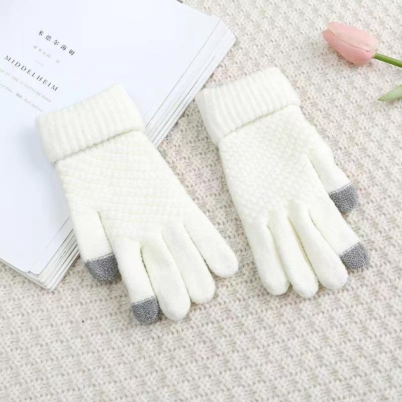 Zimske rukavice za vožnju bicikla s ekranom na dodir, uniseks kašmir pleteni, fleece podstava, Jacquard uzorak