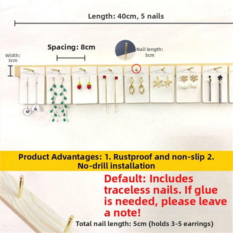 Държач за бижута за стенен монтаж, 3–5 слоя, корпус от твърдо дърво, материал TPR