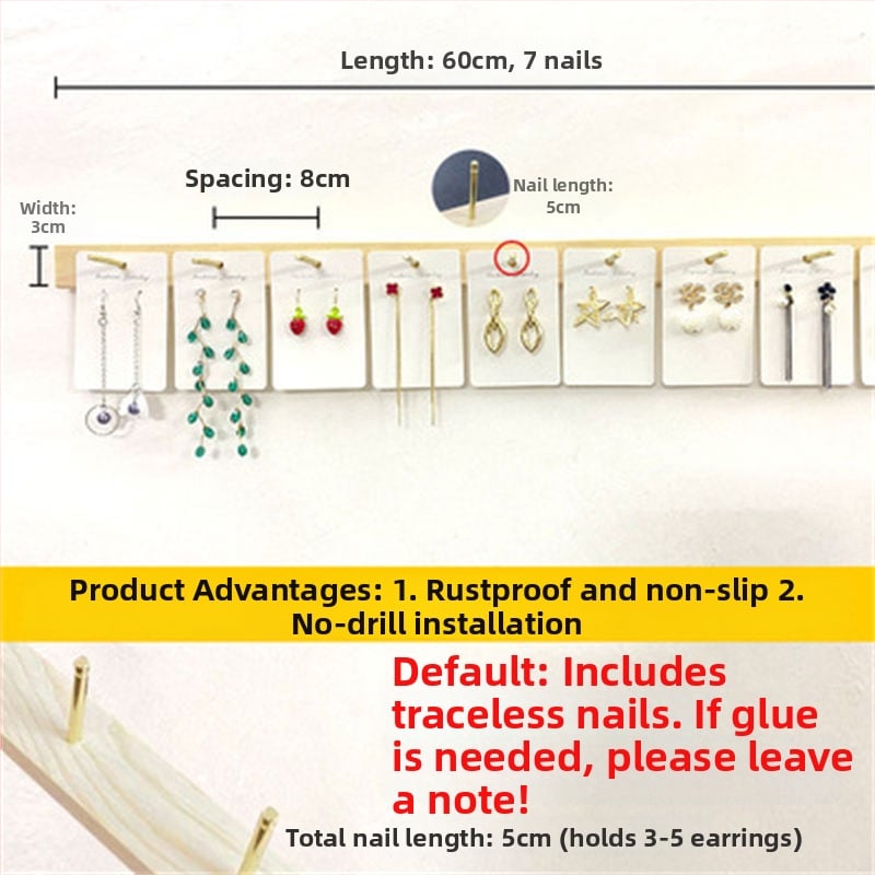 Държач за бижута за стенен монтаж, 3–5 слоя, корпус от твърдо дърво, материал TPR