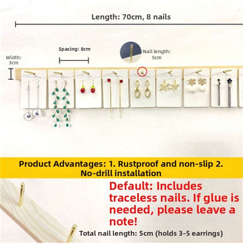 Държач за бижута за стенен монтаж, 3–5 слоя, корпус от твърдо дърво, материал TPR