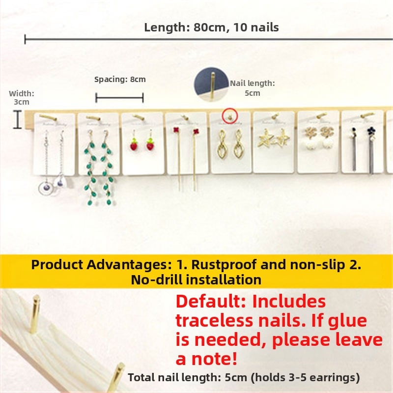 Държач за бижута за стенен монтаж, 3–5 слоя, корпус от твърдо дърво, материал TPR