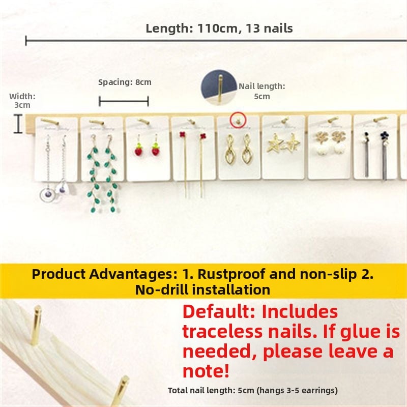 Държач за бижута за стенен монтаж, 3–5 слоя, корпус от твърдо дърво, материал TPR