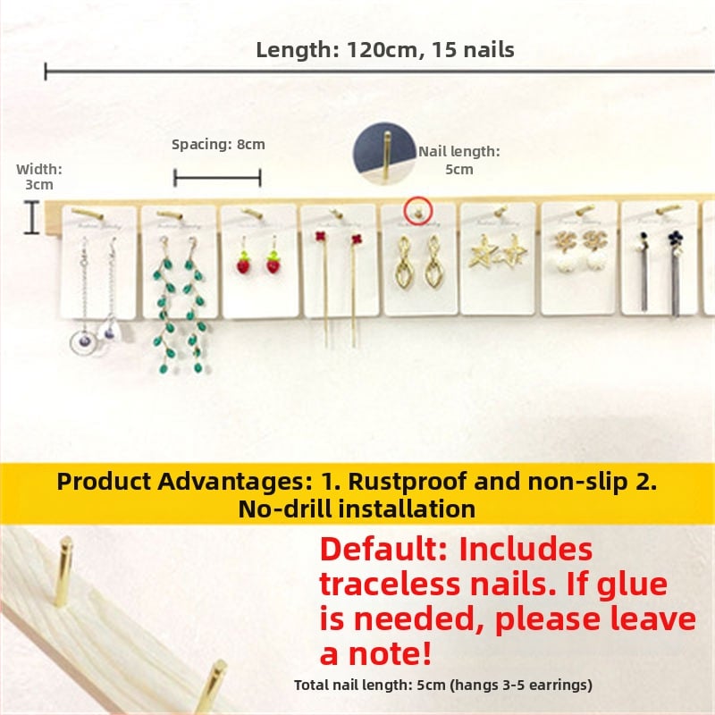 Държач за бижута за стенен монтаж, 3–5 слоя, корпус от твърдо дърво, материал TPR
