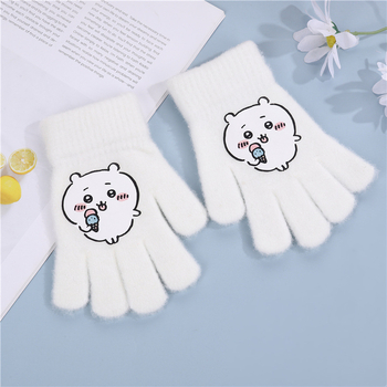 Commander bērnu adīti ziemas cimdi – silti, piecu pirkstu karikatūras motīvs, universāli