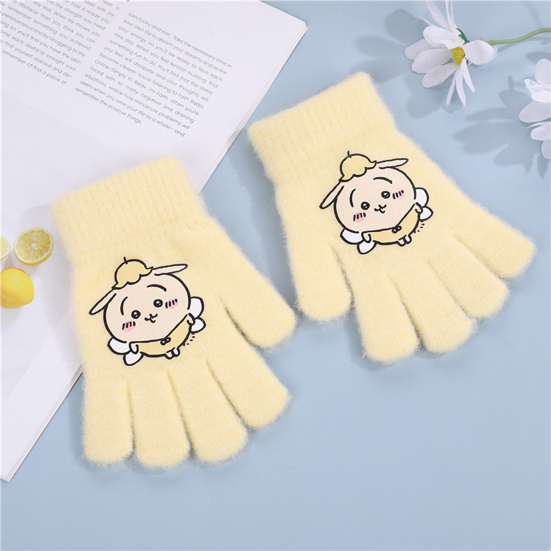 Commander bērnu adīti ziemas cimdi – silti, piecu pirkstu karikatūras motīvs, universāli