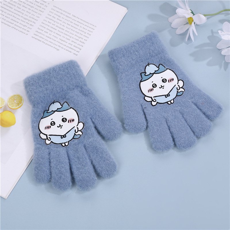 Commander bērnu adīti ziemas cimdi – silti, piecu pirkstu karikatūras motīvs, universāli