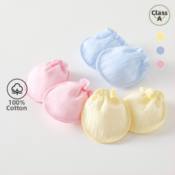 Zīdaiņu anti-skrāpējošie cimdi no 100% kokvilnas, mazie rokas aizsardzības cimdi zīdaiņiem 0–3 gadi