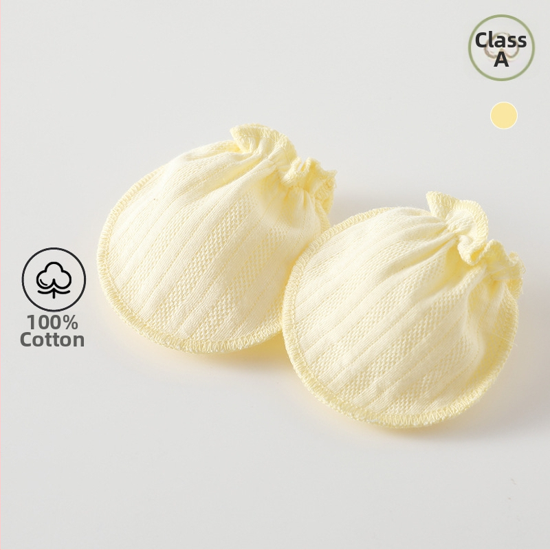 Zīdaiņu anti-skrāpējošie cimdi no 100% kokvilnas, mazie rokas aizsardzības cimdi zīdaiņiem 0–3 gadi