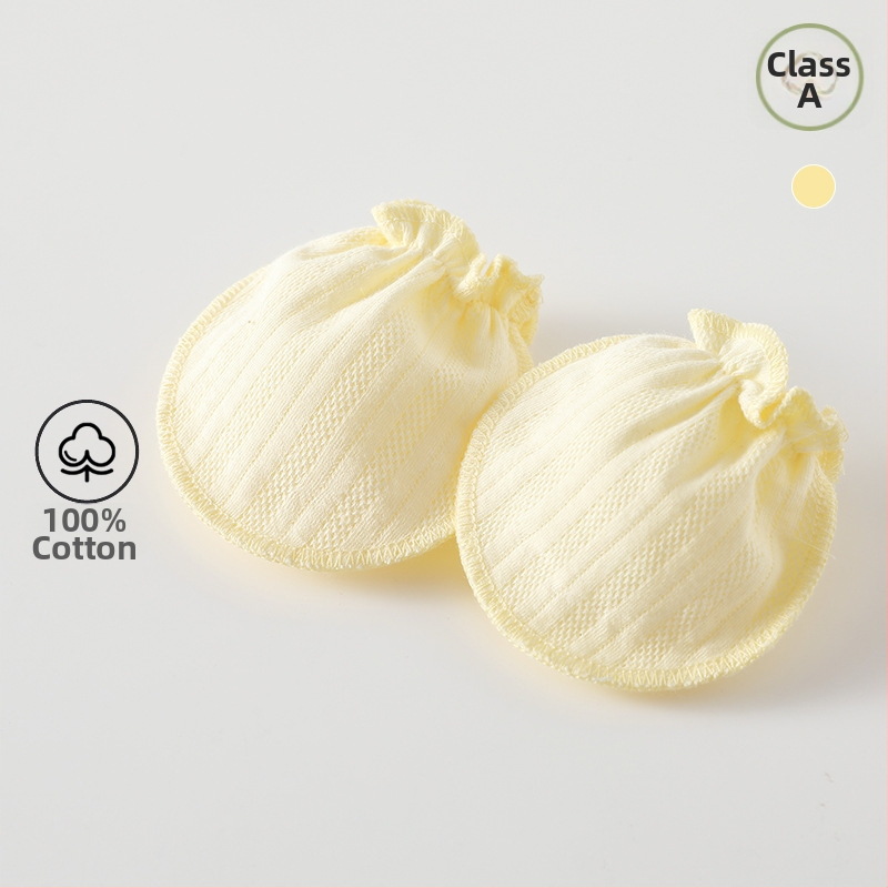 Zīdaiņu anti-skrāpējošie cimdi no 100% kokvilnas, mazie rokas aizsardzības cimdi zīdaiņiem 0–3 gadi