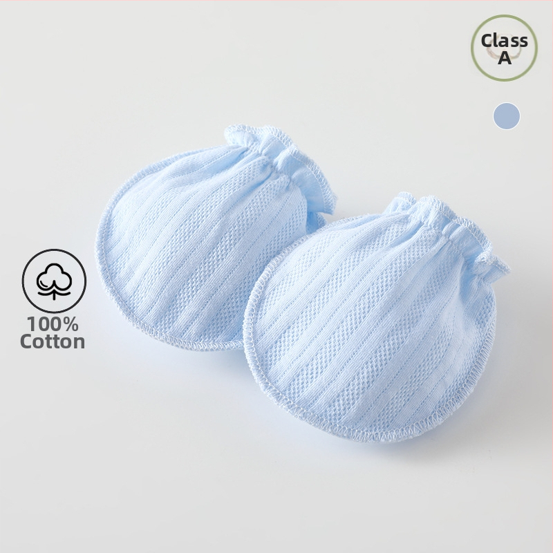 Zīdaiņu anti-skrāpējošie cimdi no 100% kokvilnas, mazie rokas aizsardzības cimdi zīdaiņiem 0–3 gadi