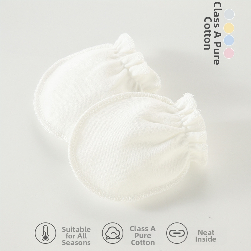 Zīdaiņu anti-skrāpējošie cimdi no 100% kokvilnas, mazie rokas aizsardzības cimdi zīdaiņiem 0–3 gadi