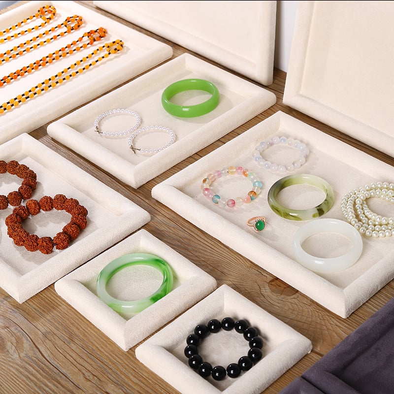 Поставка за бижута за дисплей с платнена основа и фланелен корпус, плоска тава, еднослойна, луксозен стил