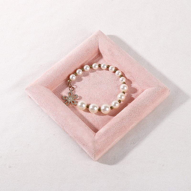 Поставка за бижута за дисплей с платнена основа и фланелен корпус, плоска тава, еднослойна, луксозен стил