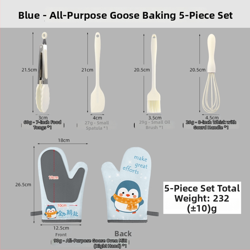 Cepšanas cimdi no kokvilnas un silikona, karikatūras kaķēna raksts, 5 gab. komplekts, pielāgojami