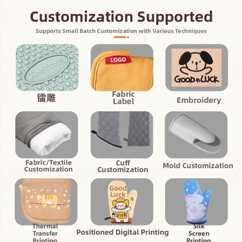 Cepšanas cimdi no silikona, pretapdegumu, kartēts kaķēna motīvs, kokvilnas-silikona materiāls, mūsdienīgs minimālisma stils, pielāgojams