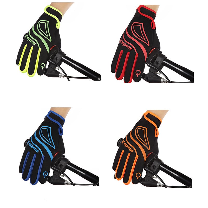 Velosipēdu cimdi ar pilniem pirkstiem, ar skārienjutīgu ekrānu, pretslīdes, silta flīsa odere, ārējai lietošanai