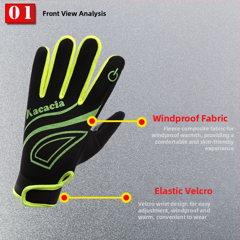 Velosipēdu cimdi ar pilniem pirkstiem, ar skārienjutīgu ekrānu, pretslīdes, silta flīsa odere, ārējai lietošanai