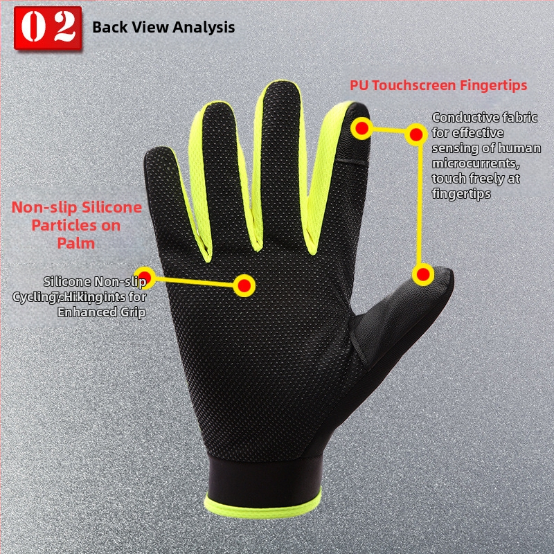 Velosipēdu cimdi ar pilniem pirkstiem, ar skārienjutīgu ekrānu, pretslīdes, silta flīsa odere, ārējai lietošanai