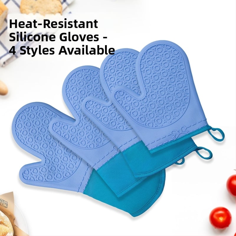 Izolētas silikona virtuves cimdi, īss divpirkstu dizains, pretapdeguma, pretslīdes, ar kokvilnas oderi