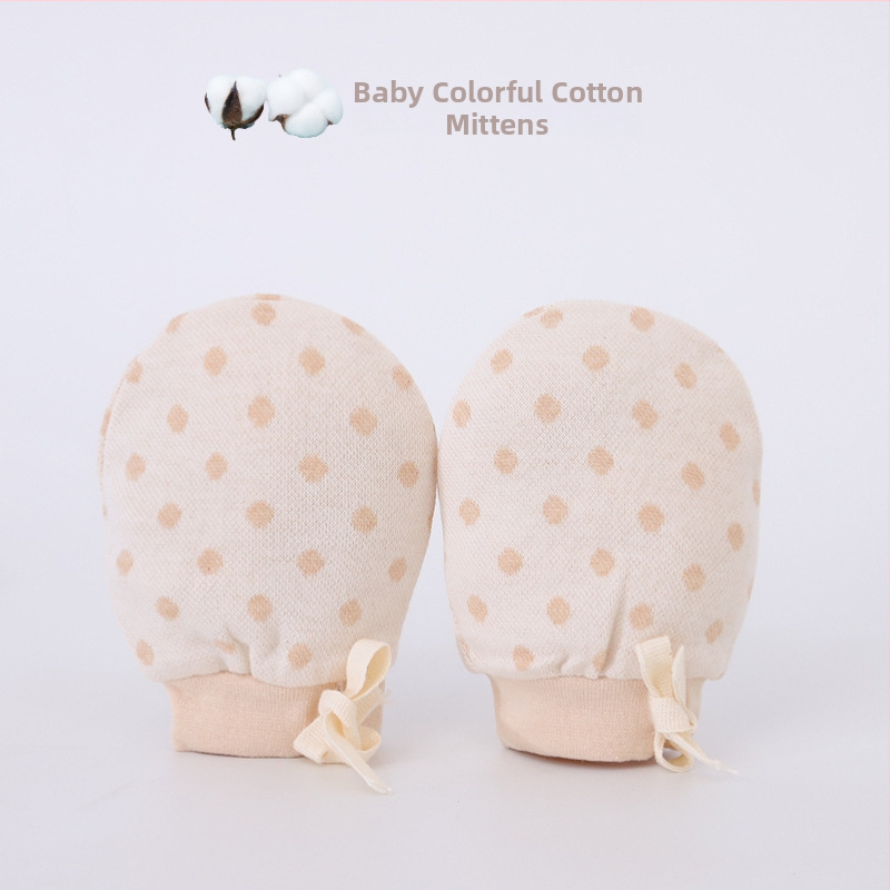 Bērnu anti-skrāpju adīti kokvilnas cimdi zīdaiņiem, regulējami, jacquard raksts, unisex, Swan's horn