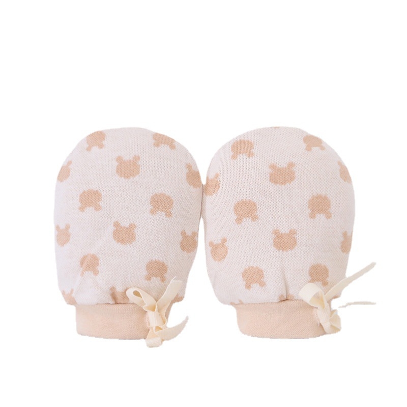 Baba anti-karcoló pamut kötött kesztyűk újszülötteknek, állítható jacquard mintázat, uniszex, Swan's horn